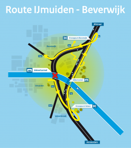 Velsertunnel omleiding IJmuiden Beverwijk